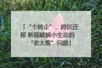 “个转企”、跨区迁移 新规破解小生意的“老大难”问题