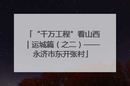 “千万工程”看山西｜运城篇（之二）——永济市东开张村