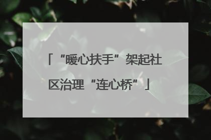 “暖心扶手”架起社区治理“连心桥”