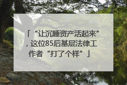 “让沉睡资产活起来”，这位85后基层法律工作者“打了个样”
