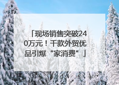 现场销售突破240万元！千款外贸优品引爆“家消费”