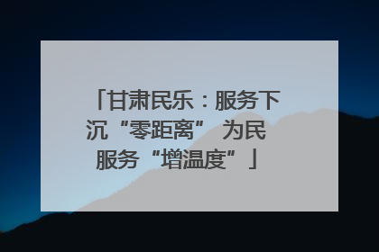 甘肃民乐：服务下沉“零距离” 为民服务“增温度”