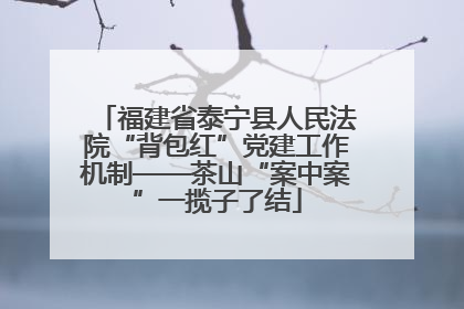 福建省泰宁县人民法院“背包红”党建工作机制——茶山“案中案”一揽子了结