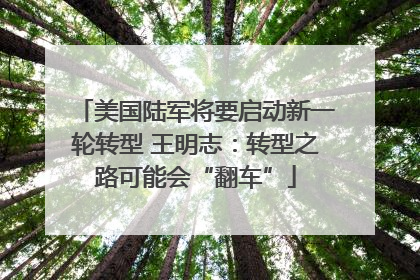 美国陆军将要启动新一轮转型 王明志：转型之路可能会“翻车”