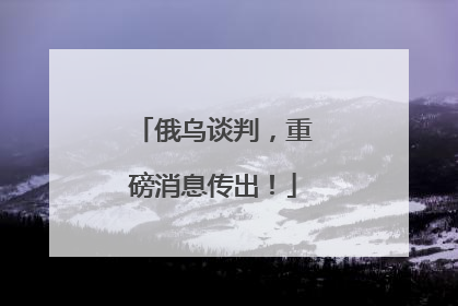 俄乌谈判，重磅消息传出！