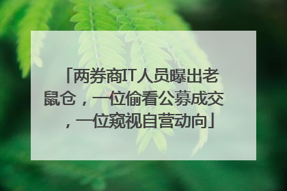 两券商IT人员曝出老鼠仓，一位偷看公募成交，一位窥视自营动向