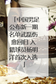 中国男足公布新一期名单武磊伤愈回归 入籍球员杨明洋首次入选
