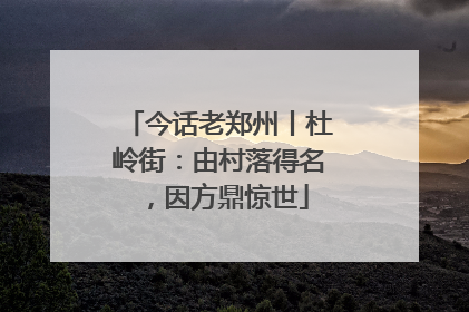 今话老郑州丨杜岭街：由村落得名，因方鼎惊世