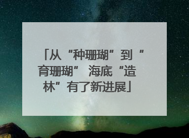 从“种珊瑚”到“育珊瑚” 海底“造林”有了新进展