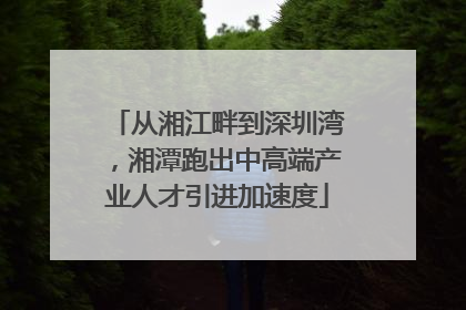 从湘江畔到深圳湾，湘潭跑出中高端产业人才引进加速度