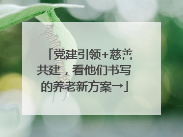 党建引领+慈善共建，看他们书写的养老新方案→