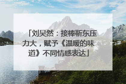 刘昊然：接棒靳东压力大，赋予《温暖的味道》不同情感表达