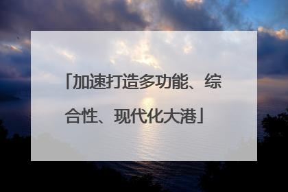 加速打造多功能、综合性、现代化大港