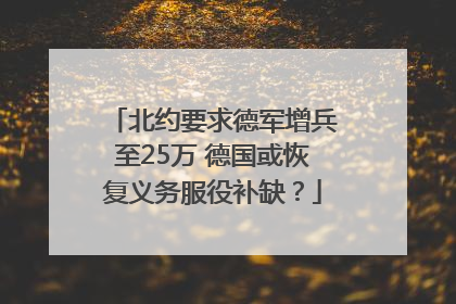 北约要求德军增兵至25万 德国或恢复义务服役补缺？