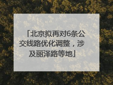 北京拟再对6条公交线路优化调整，涉及丽泽路等地