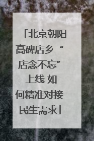 北京朝阳高碑店乡“店念不忘” 上线 如何精准对接民生需求