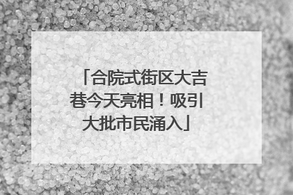 合院式街区大吉巷今天亮相！吸引大批市民涌入