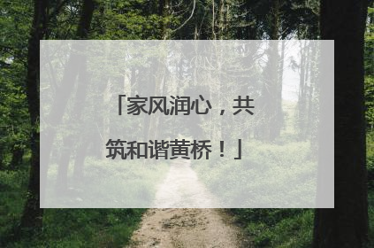 家风润心，共筑和谐黄桥！