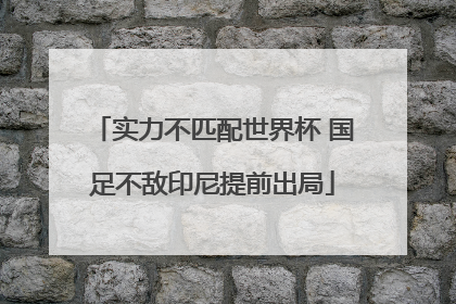 实力不匹配世界杯 国足不敌印尼提前出局