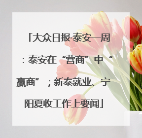 大众日报·泰安一周：泰安在“营商”中“赢商”；新泰就业、宁阳夏收工作上要闻