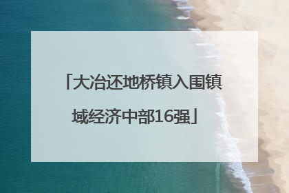 大冶还地桥镇入围镇域经济中部16强