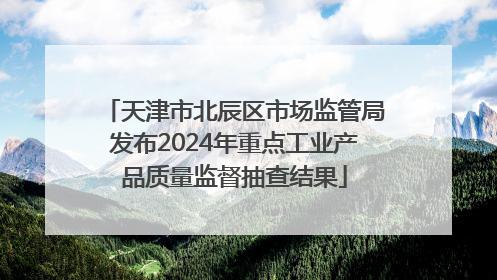 天津市北辰区市场监管局发布2024年重点工业产品质量监督抽查结果