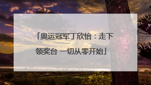 奥运冠军丁欣怡：走下领奖台 一切从零开始