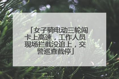 女子骑电动三轮闯卡上高速，工作人员现场拦截没追上，交警巡查截停