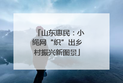 山东惠民：小绳网“织”出乡村振兴新图景