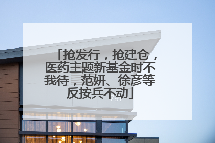 抢发行，抢建仓，医药主题新基金时不我待，范妍、徐彦等反按兵不动
