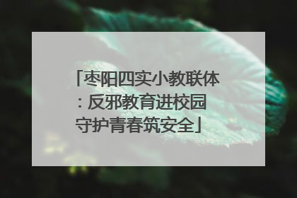 枣阳四实小教联体：反邪教育进校园 守护青春筑安全