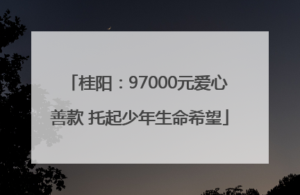 桂阳：97000元爱心善款 托起少年生命希望