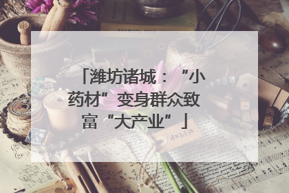 潍坊诸城：“小药材”变身群众致富“大产业”