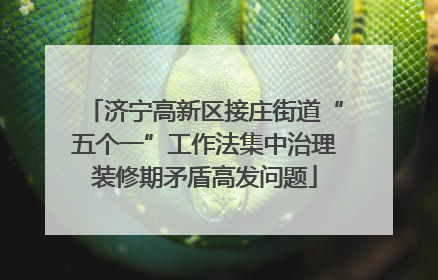 济宁高新区接庄街道“五个一”工作法集中治理装修期矛盾高发问题