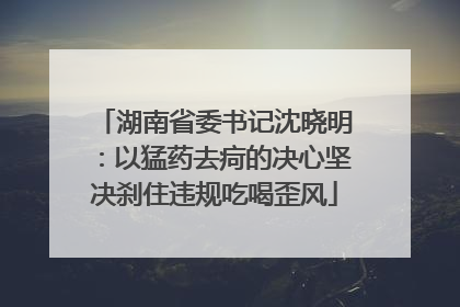 湖南省委书记沈晓明：以猛药去疴的决心坚决刹住违规吃喝歪风