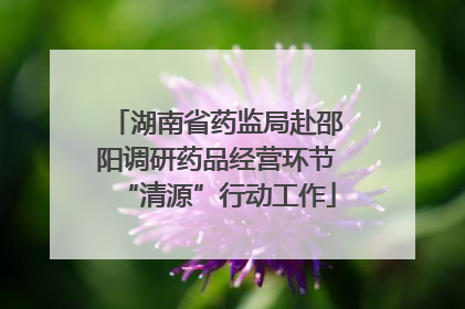 湖南省药监局赴邵阳调研药品经营环节“清源”行动工作