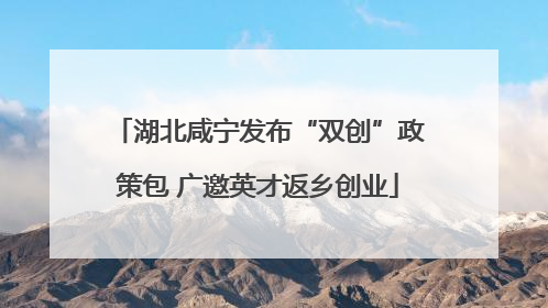 湖北咸宁发布“双创”政策包 广邀英才返乡创业