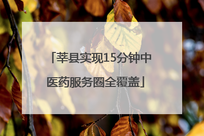 莘县实现15分钟中医药服务圈全覆盖