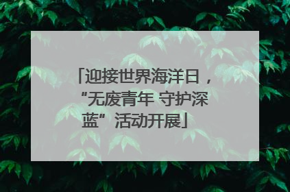 迎接世界海洋日，“无废青年 守护深蓝”活动开展