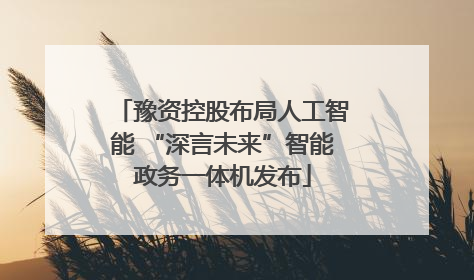 豫资控股布局人工智能 “深言未来”智能政务一体机发布
