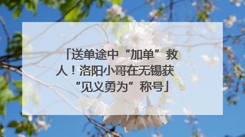 送单途中“加单”救人！洛阳小哥在无锡获“见义勇为”称号