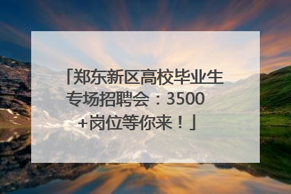 郑东新区高校毕业生专场招聘会：3500+岗位等你来！