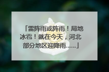 雷阵雨或阵雨！局地冰雹！就在今天，河北部分地区迎降雨……