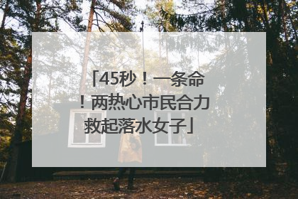 45秒！一条命！两热心市民合力救起落水女子