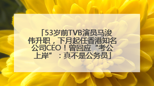 53岁前TVB演员马浚伟升职，下月起任香港知名公司CEO！曾回应“考公上岸”：真不是公务员